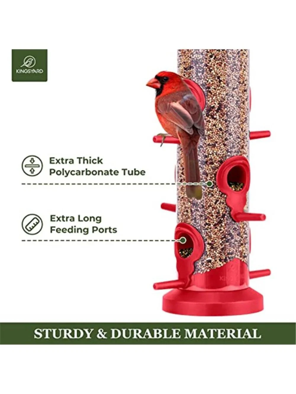 New 2 Pack Tube Bird Feeders for Outdoors Hanging, Premium Hard Plastic